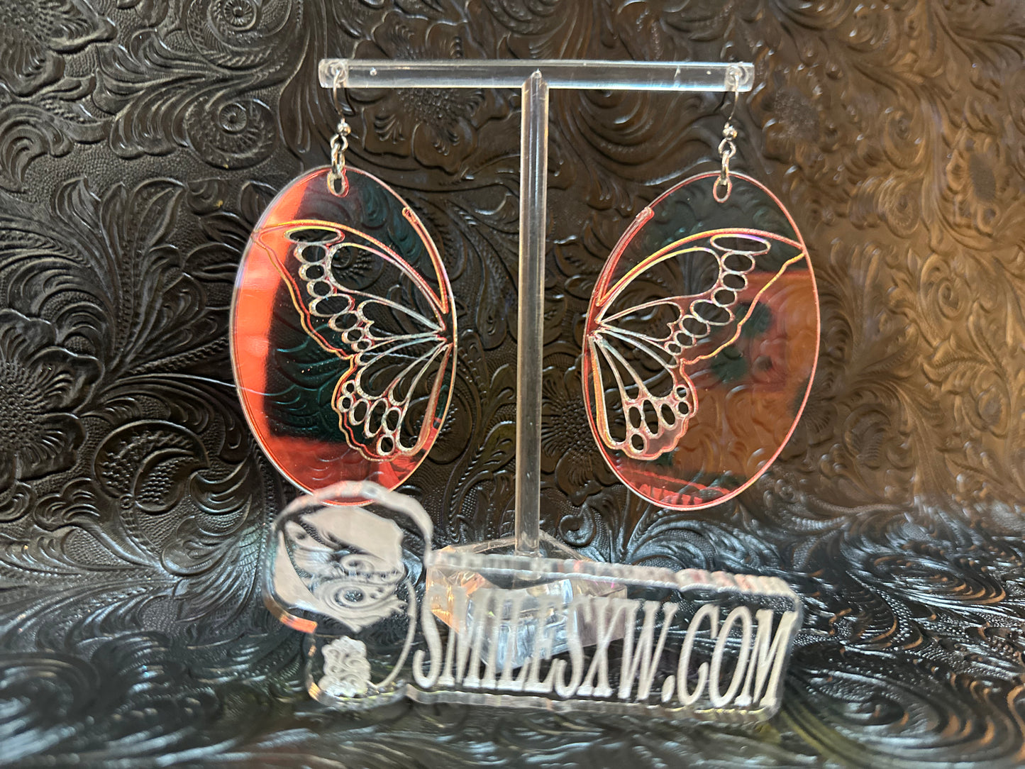 Laser cut & engraved Butterfly And earrings