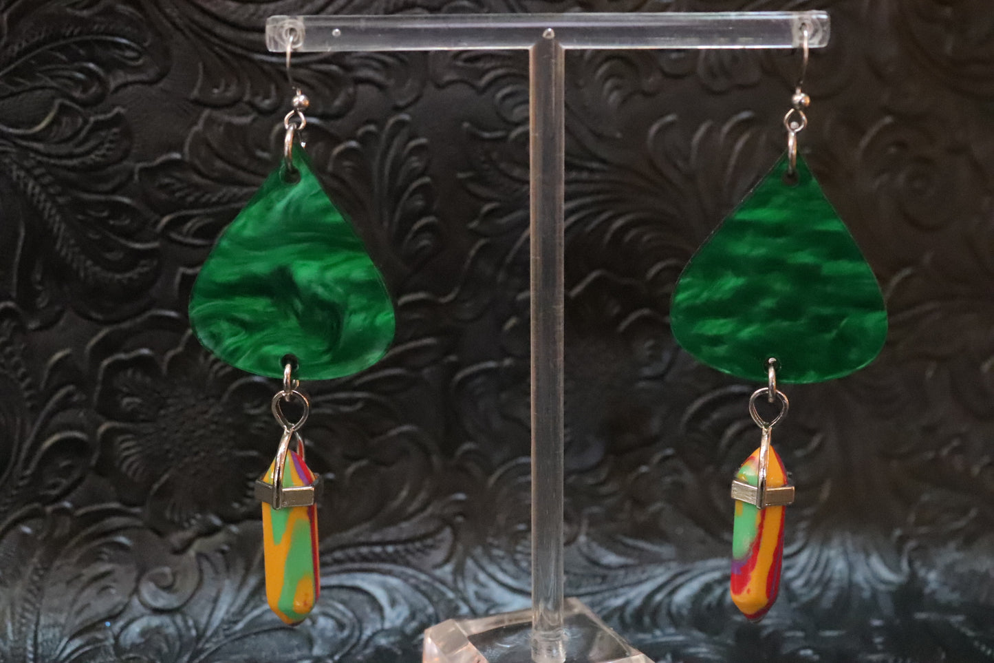 Pearl Green Droplet Earrings