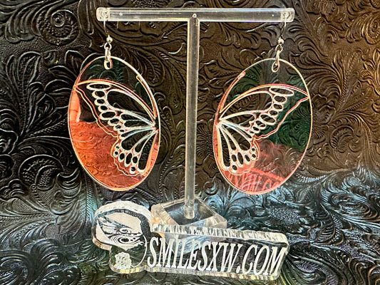 Laser cut & engraved Butterfly And earrings