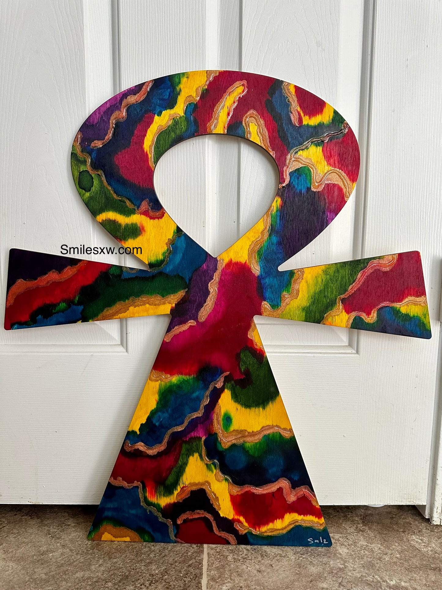 Large Hand painted Ankh